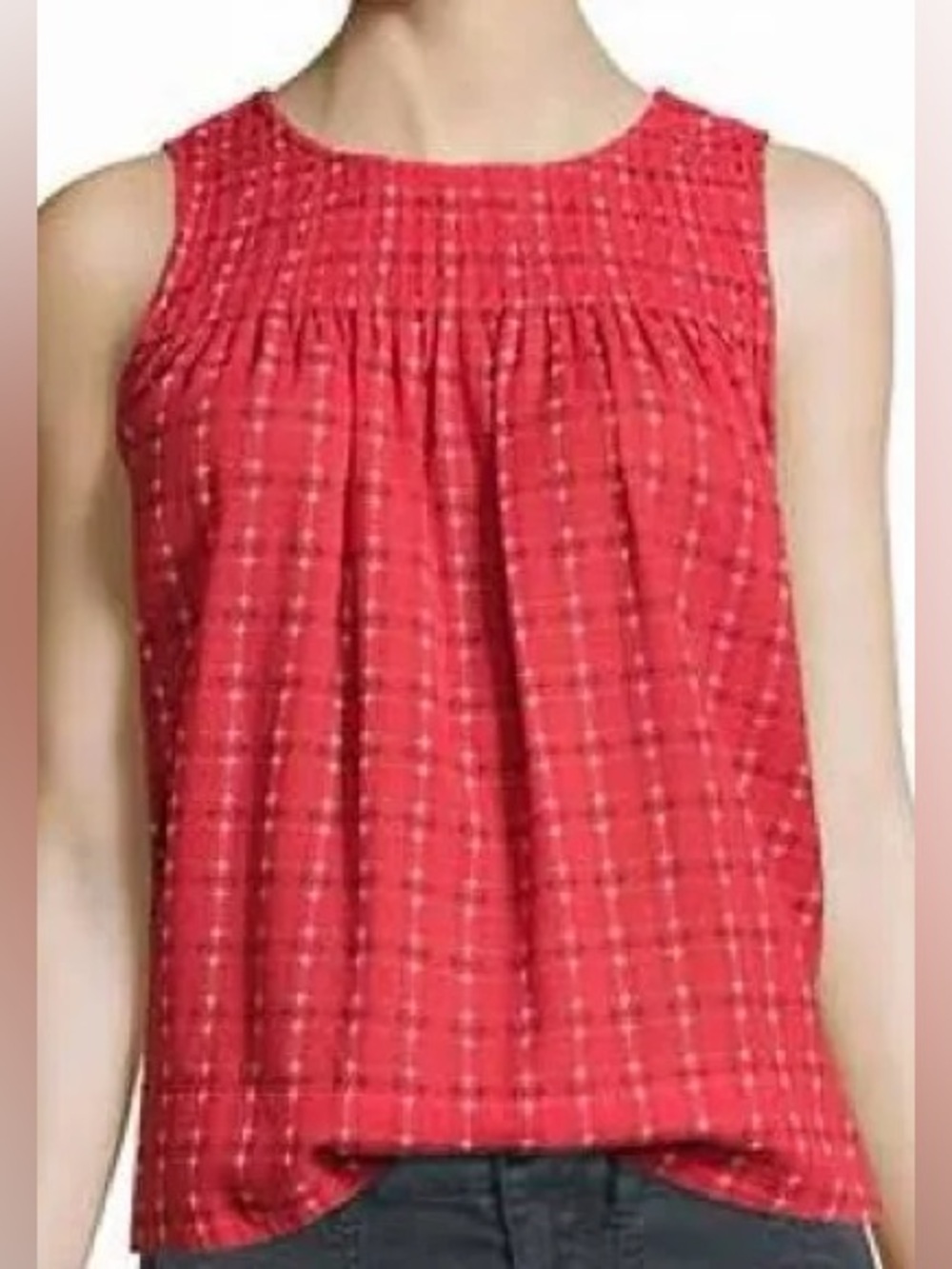 The Great Red Cotton Embroidered Tank Top Sz 0 (XS)